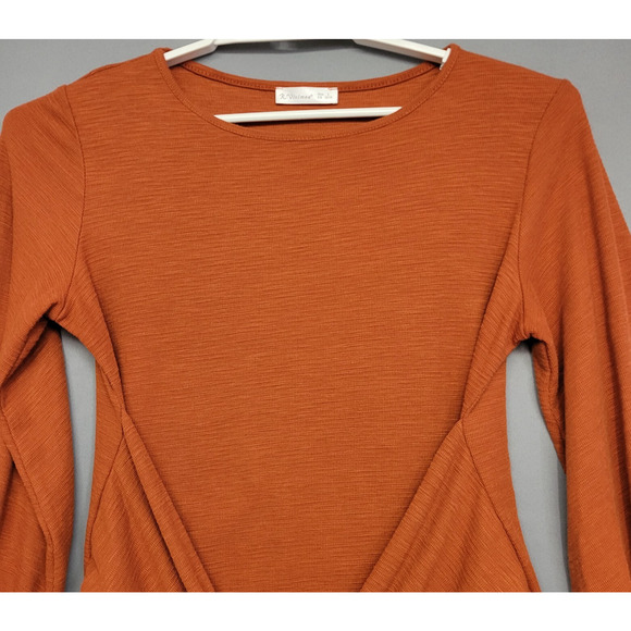 R. Vioimos Anthropologie Waffle Knit Dress Womens Large Burnt Orange Tie Front - Picture 4 of 9